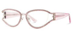 Star Cat eye Pink metal Glasses