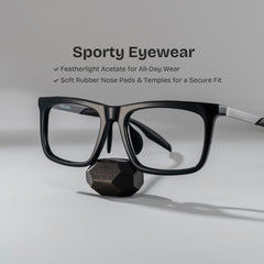 Ease Rectangle Black acetate Glasses
