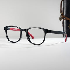 Dale ( Age 8-12 ) Square Black Red TR90 Glasses