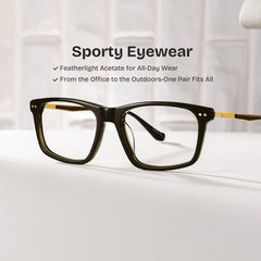 Cozy Rectangle Dark Gray acetate Glasses