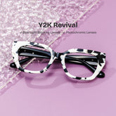 Flare Rectangle Cow Print acetate Glasses
