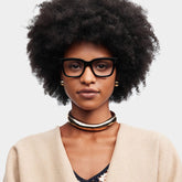 Zinnia Rectangle Black acetate Glasses