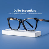 Theo Rectangle Black acetate Glasses