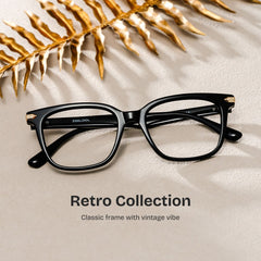 Thomas Rectangle Black Acetate Glasses