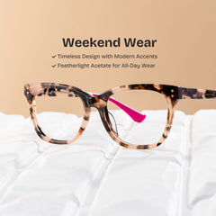 Vivienne Rectangle Pink acetate Glasses