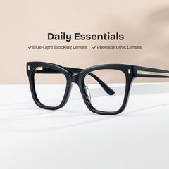 Rory Square Black acetate Glasses