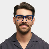 Matthews Square Blue acetate Glasses