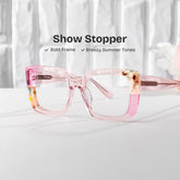 Flair Square Pink acetate Glasses