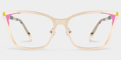 Elise Rectangle Gold metal Glasses
