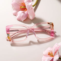 Flair Square Pink acetate Glasses