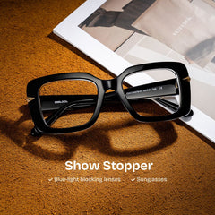 Neon Square Black acetate Glasses