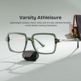 Asher Rectangle Green mixed Glasses