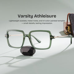 Asher Rectangle Green mixed Glasses