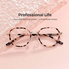 Mitchell Geometric Pink Tortoise mixed Glasses