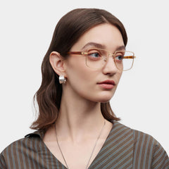 Felicity Geometric Gold yellow metal Glasses