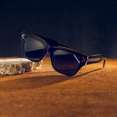 Marlowe Rectangle Black acetate Glasses