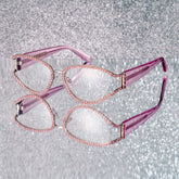 Star Cat eye Pink metal Glasses