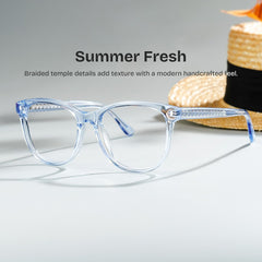 Julia Rectangle Clear Blue acetate Glasses