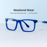 Emerson Rectangle Blue mixed Glasses