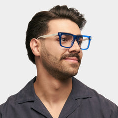 Matthews Square Blue acetate Glasses