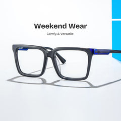 Troy Rectangle Dark Gray acetate Glasses