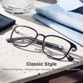 Aubrey Rectangle Black metal Glasses