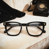 Heather Square Black acetate Glasses