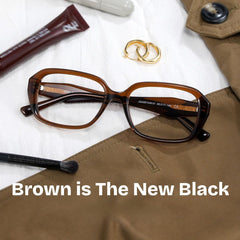 Rowan Rectangle Brown acetate Glasses