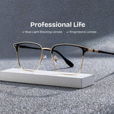 Dawson Rectangle Black Gold metal Glasses