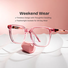 Freya Square Pink acetate Glasses