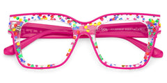 Zerica Square Rose Red acetate Glasses