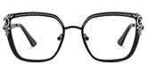 Frieze Rectangle Black metal Glasses