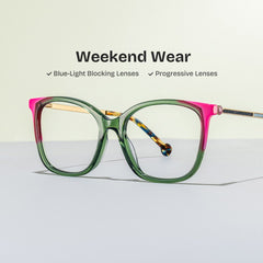 Nico Square Green acetate Glasses