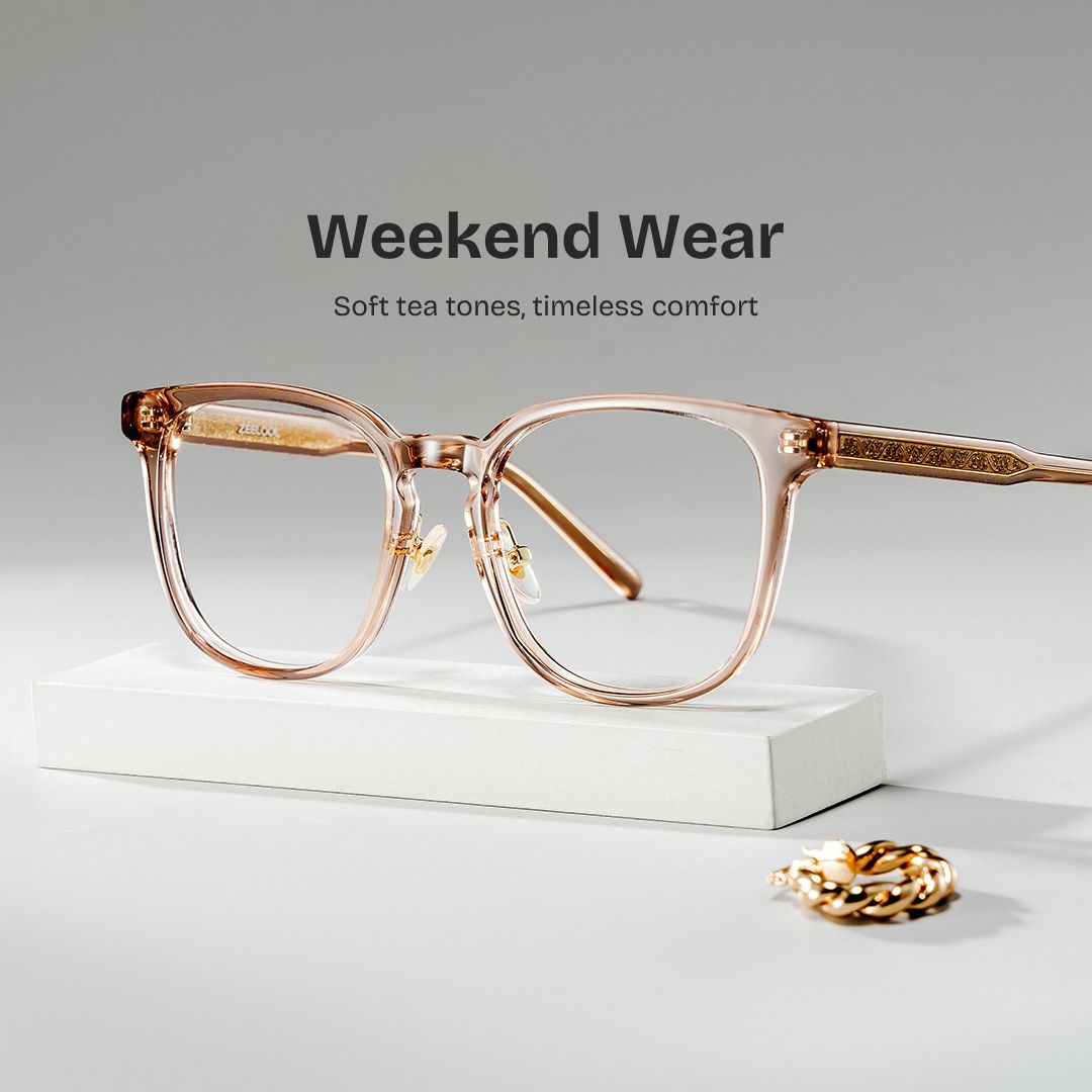 Hailey Square Beige acetate Glasses