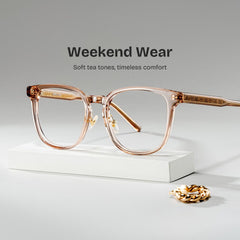 Hailey Square Beige acetate Glasses