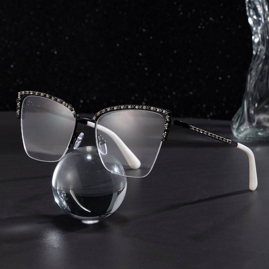 Caporella Cat eye Black metal Glasses