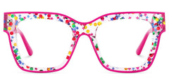 Zerica Square Rose Red acetate Glasses