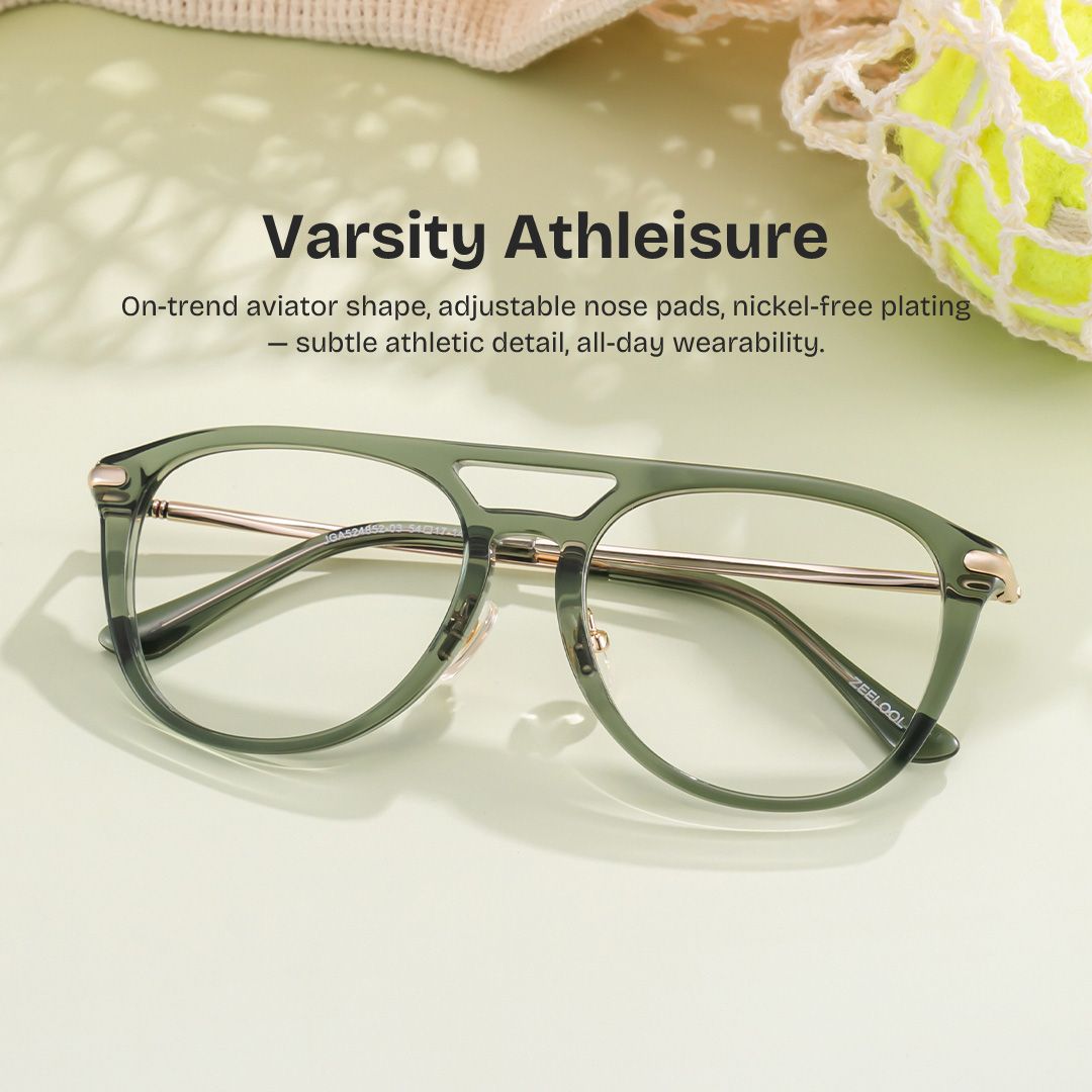 Isabelle Aviator Green mixed Glasses