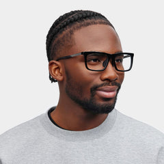 Ease Rectangle Black acetate Glasses
