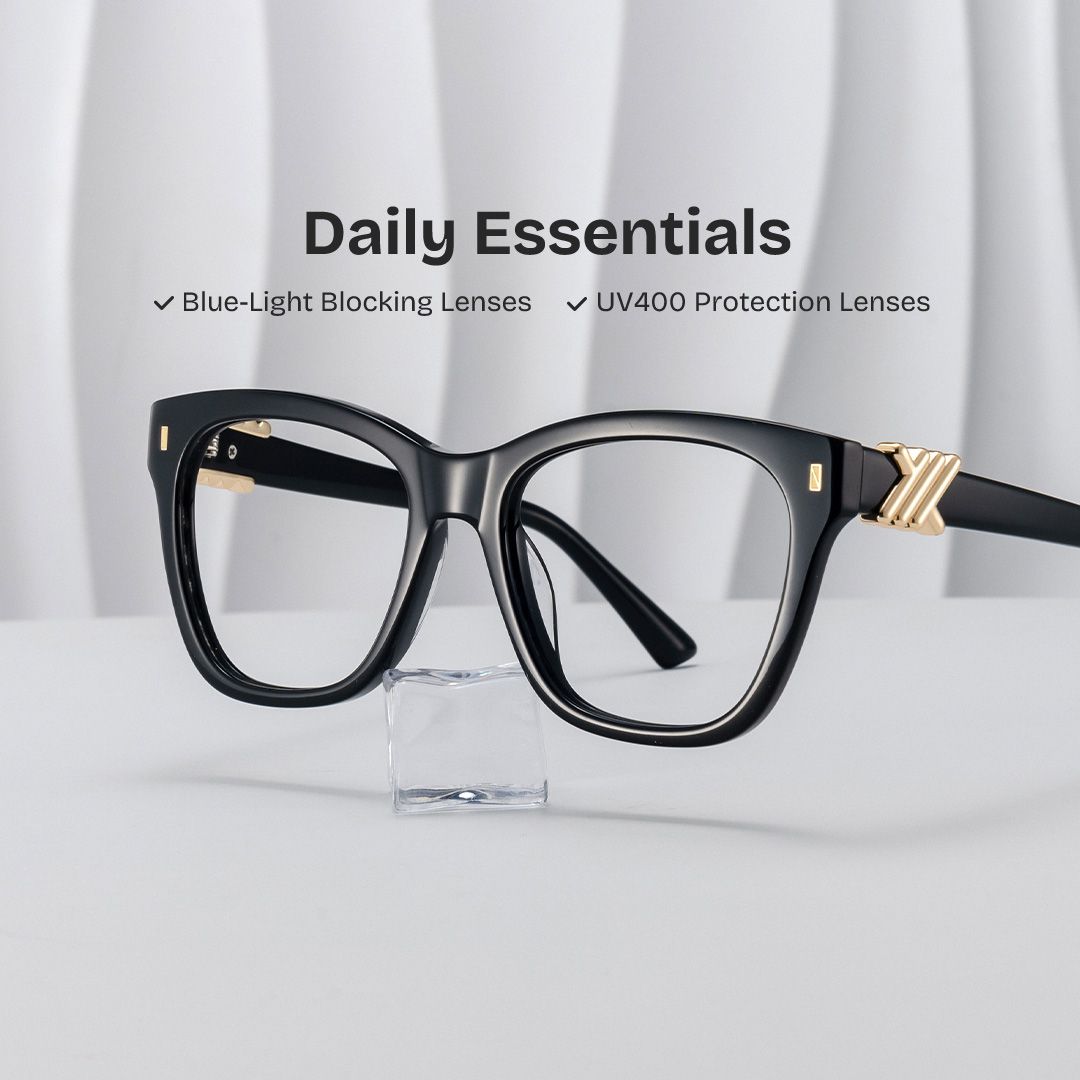 Mae Square Black acetate Glasses