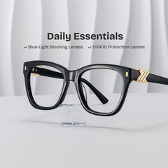 Mae Square Black acetate Glasses
