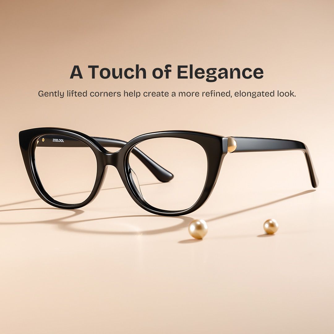Charlotte Cat eye Black acetate Glasses