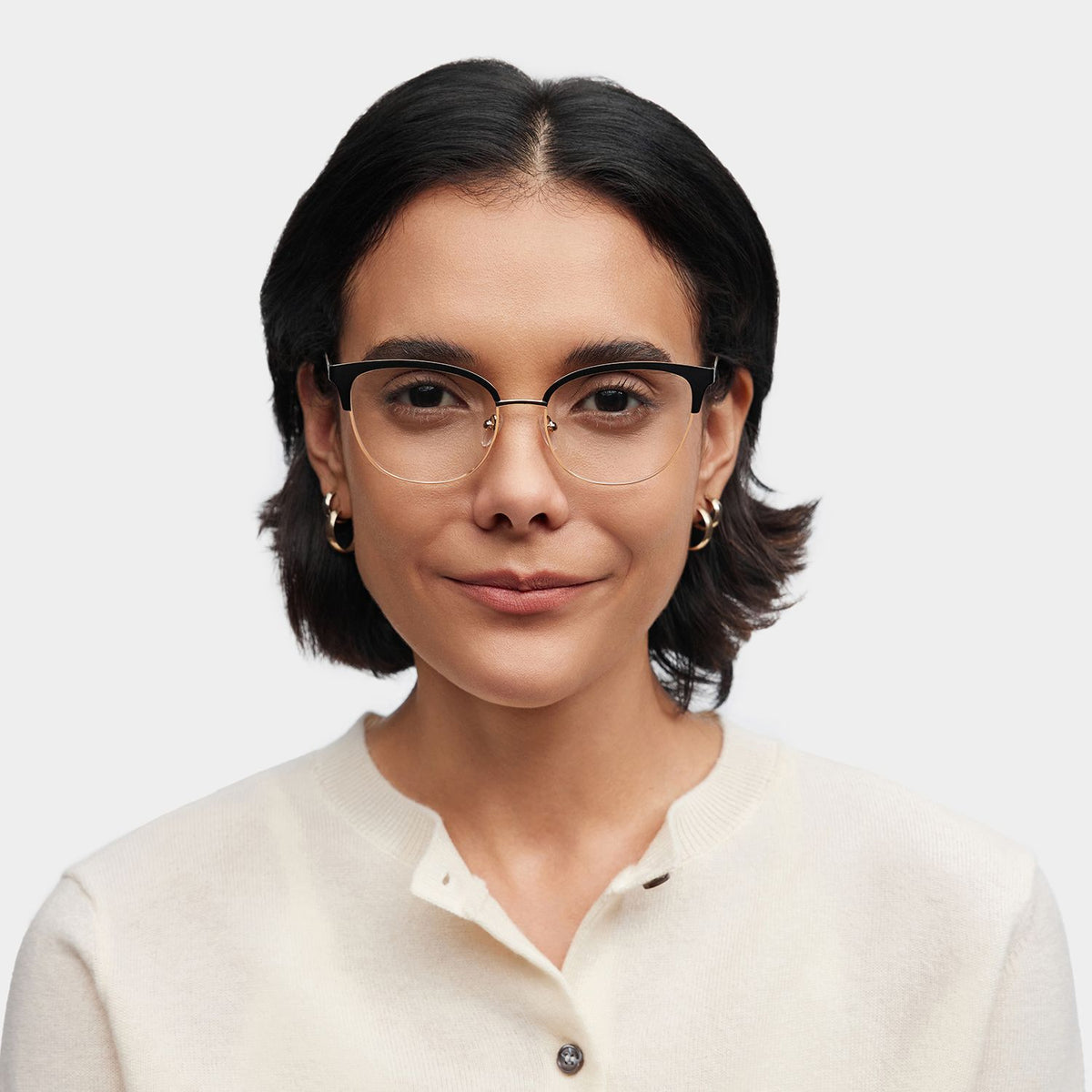 Lacey Browline Black metal Glasses