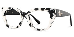 Flare Rectangle Cow Print acetate Glasses