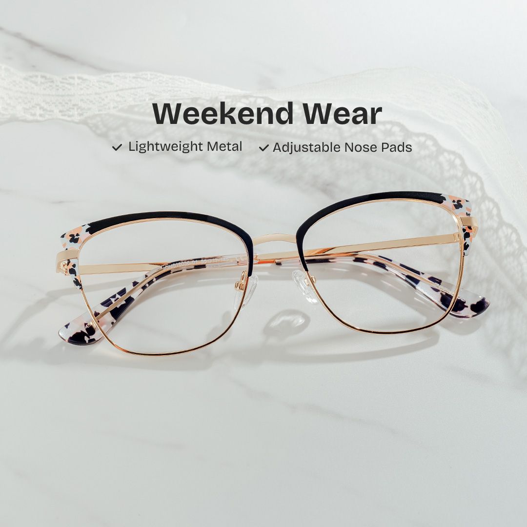 Mariana Rectangle Black metal Glasses