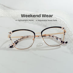Mariana Rectangle Black metal Glasses