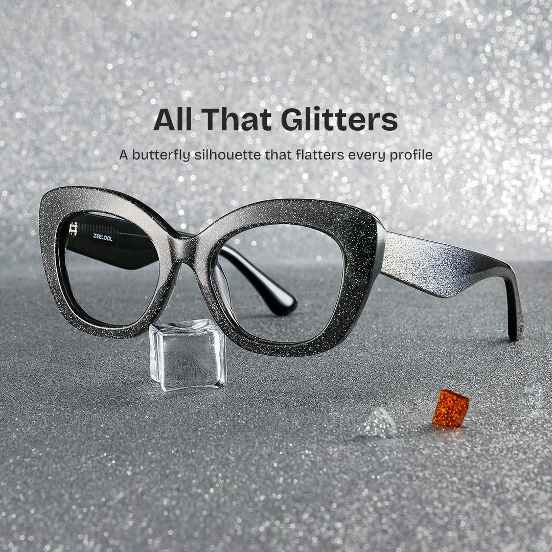 Mireille Butterfly Black acetate Glasses