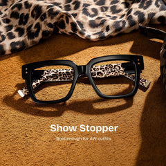 Caius Square Black acetate Glasses