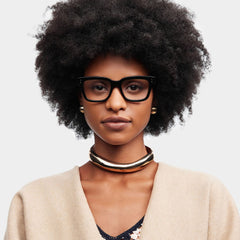 Zinnia Rectangle Black acetate Glasses