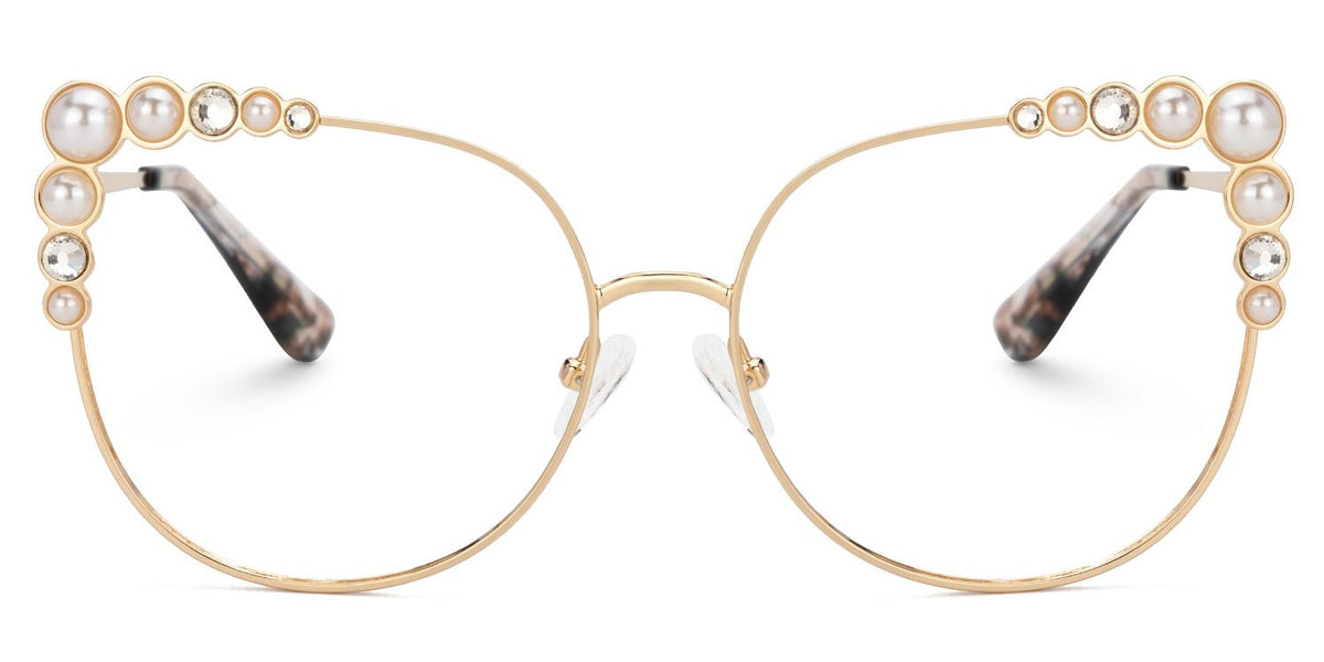 Wallice Cat eye Gold metal Glasses